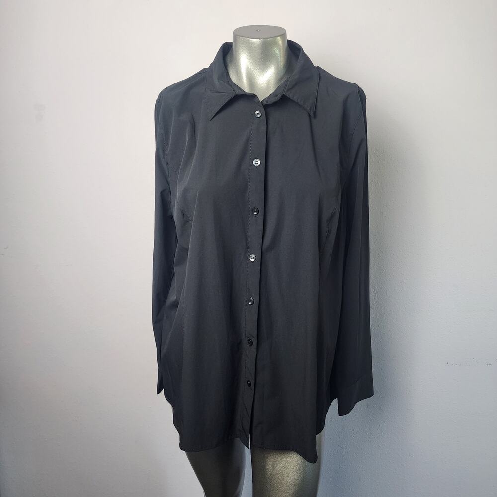 Calvin Klein Performance Stretch Black Button Up Shirt | Women's XLarge